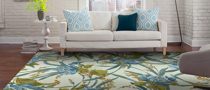 blue floral rug
